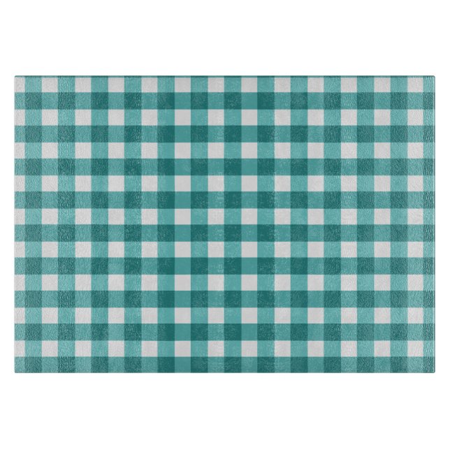 Türkises Gingham Schneidebrett (Vorderseite)
