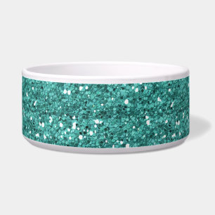 Türkises Gold Glitter Funkeln Chic Haustier Hund Napf