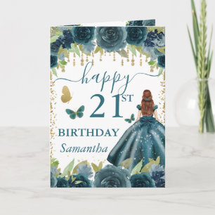 Türkises Kleid Rote Haar Prinzessin Geburtstag Karte