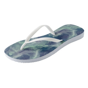 Türkises Marmorwirbel-Abstrakt Flip Flops