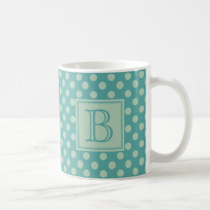 Türkises Monogramm-Punktmuster Kaffeetasse