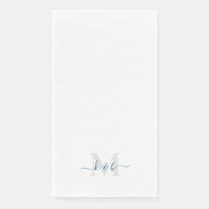 Türkises Monogramm Swash-Schrift Weiß Serviette