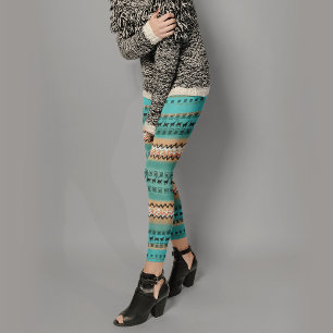 Türkises Oranges Muster  Leggings