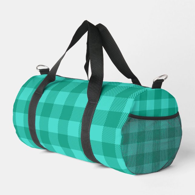 Türkises und Blaugrünes Gingham Karo Design  Duffle Bag (Von Creator hochgeladen)