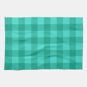 Türkises und Blaugrünes Gingham Karo Design Geschirrtuch