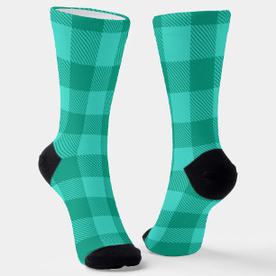 Türkises und Blaugrünes Gingham Karo Design  Socken