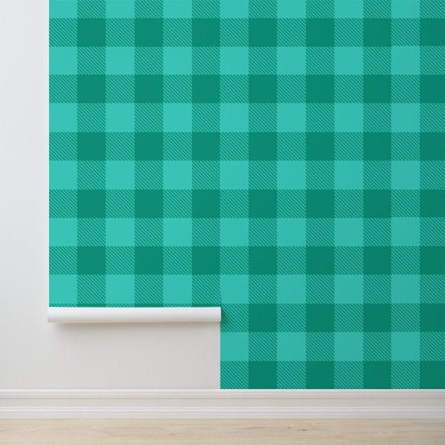 Türkises und Blaugrünes Gingham Karo Design  Tapete (Von Creator hochgeladen)