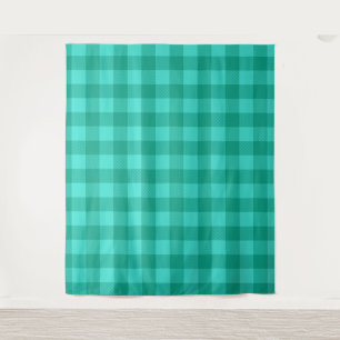 Türkises und Blaugrünes Gingham Karo Design Wandteppich