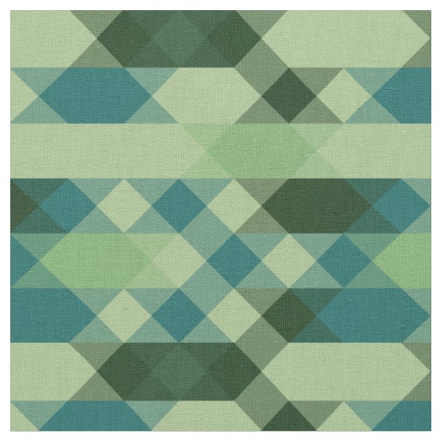 Türkises und grünes geometrisches Muster Stoff (Nahaufnahme)