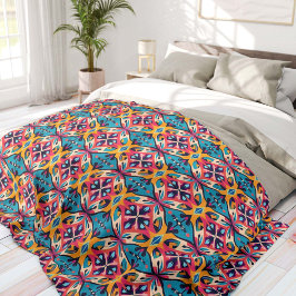 Türkises und Rosa geometrisches Boheme-Design Fleecedecke
