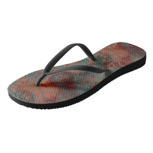 Türkises und rotes Marmorwirbel-Abstrakt Flip Flops