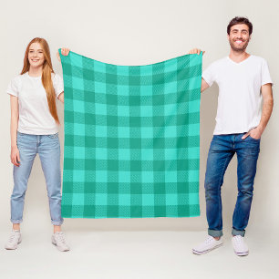 Türkises und Türkisblaues Gingham-Karo-Design Fleecedecke