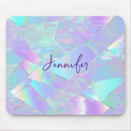 Türkises und violettes irisierendes Design, Schrif Mousepad