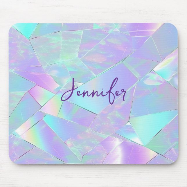 Türkises und violettes irisierendes Design, Schrif Mousepad (Vorne)