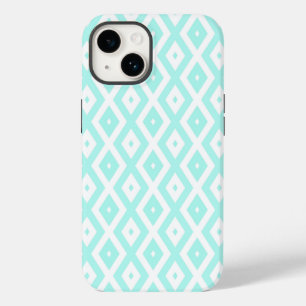 Türkises und weißes Diamantmuster Case-Mate iPhone 14 Hülle