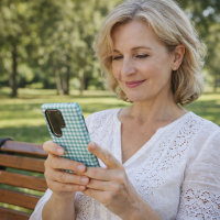 Türkises und weißes Gingham-Karo-Muster