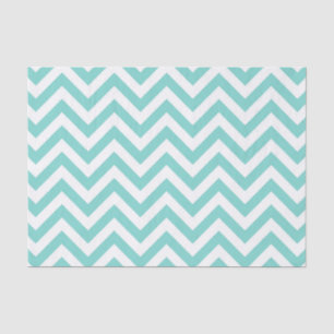 Türkisfarben Aqua Weiß Großes Chevron Zick-Zack-Mu Seidenpapier