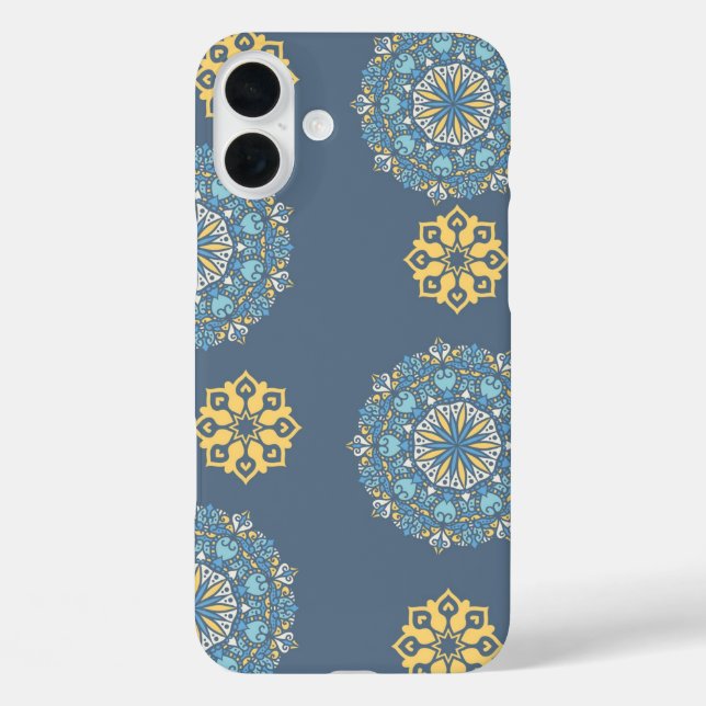 Türkisfarben Aquamarin Blau und Gelb Mandala Kunst Case-Mate iPhone Hülle (Rückseite)