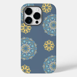 Türkisfarben Aquamarin Blau und Gelb Mandala Kunst Case-Mate iPhone 14 Pro Hülle