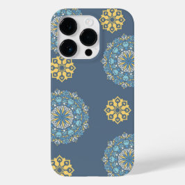 Türkisfarben Aquamarin Blau und Gelb Mandala Kunst Case-Mate iPhone 14 Pro Hülle