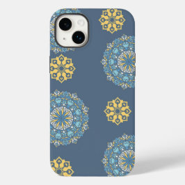 Türkisfarben Aquamarin Blau und Gelb Mandala Kunst Case-Mate iPhone 14 Plus Hülle