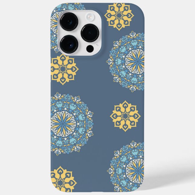 Türkisfarben Aquamarin Blau und Gelb Mandala Kunst Case-Mate iPhone Hülle (Rückseite)