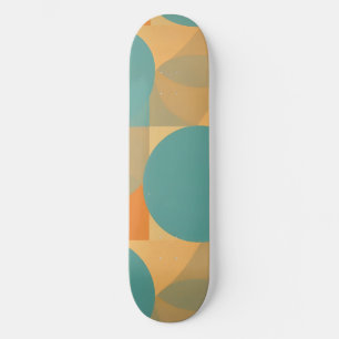 Türkisfarben, Beige und Orange im Retro-Look-Muste Skateboard