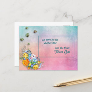 Türkisfarben bis rosafarbene Blume Ankündigungspostkarte