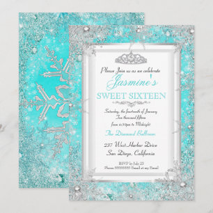 Türkisfarben Blau Aqua Silber Winter Wonderland Sw Einladung