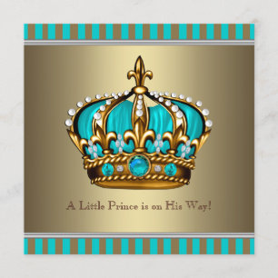 Türkisfarben Blau Gold Prinz Baby Shower Einladung