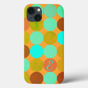 Türkisfarben Blau Grün und Orange Kreise Monogramm Case-Mate iPhone Hülle