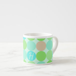 Türkisfarben Blau Grün und Orange Kreise Monogramm Espressotasse