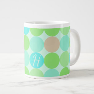 Türkisfarben Blau Grün und Orange Kreise Monogramm Jumbo-Tasse