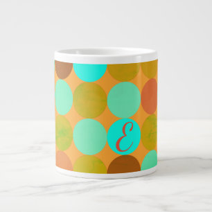 Türkisfarben Blau Grün und Orange Kreise Monogramm Jumbo-Tasse