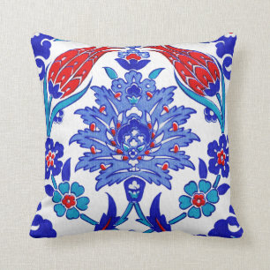 Türkisfarben Blau Rot Antikes Türkisches Florales  Kissen