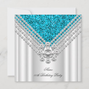 Türkisfarben Blau Weiß Geburtstagsfeier Glitter Di Einladung
