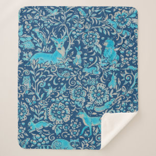 Türkisfarben & blaues Holzland-Muster Sherpadecke