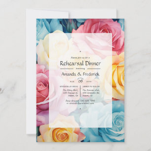 Türkisfarben, Gelb und Rosa Blumenhochzeit Einladung