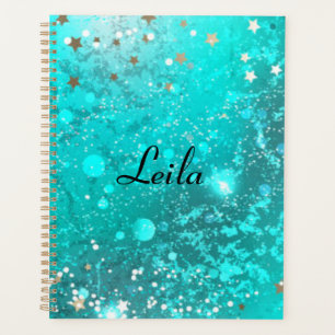 Türkisfarben Glitzernder Glitter Name Aqua Planer