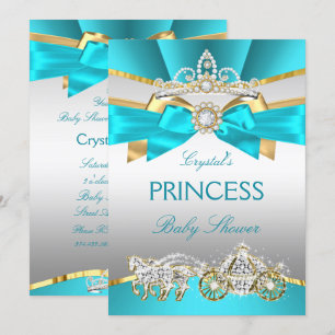 Türkisfarben Gold Prinzessin Baby Shower Kutsche Einladung