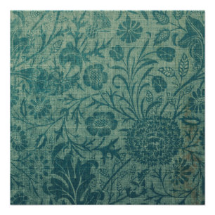 Türkisfarben, Jugendstil, vintage, floral, Muster, Poster