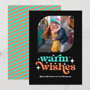 Türkisfarben & Korallen Modern Retro Weihnachtsfot Feiertagskarte