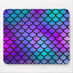 Türkisfarben Lila Rosa Blau Meerjungfrau Schuppen Mousepad