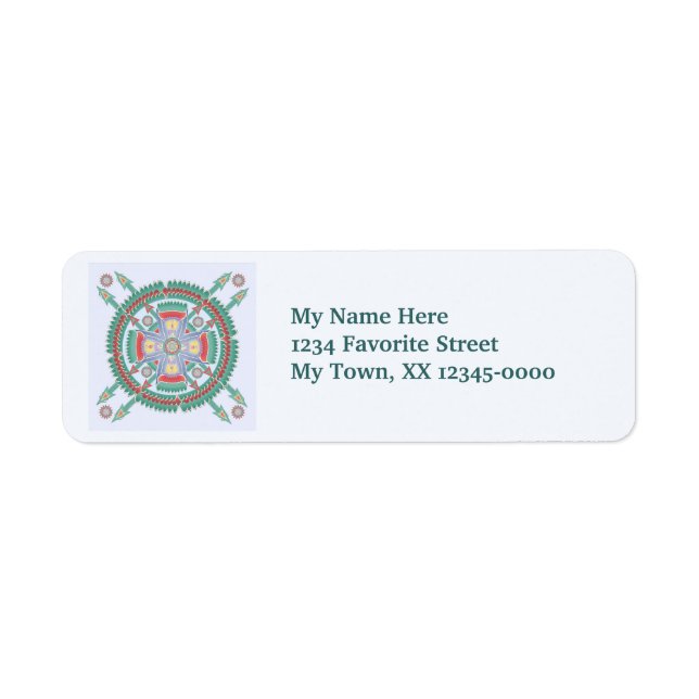 Türkisfarben-Mandala-Label (Vorne)