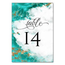 Türkisfarben-Marbled Geode BarefootBride™ Tischnummer