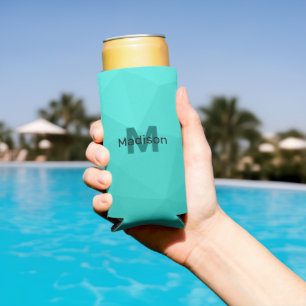 Türkisfarben-Maschenmuster Monogramm Selters Dosenkühler