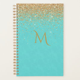 Türkisfarben mit Imitate Gold Glitzer Planner Planer