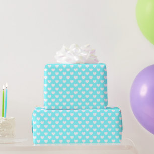 Türkisfarben mit Niedlichem Herzmuster Geschenkpapier