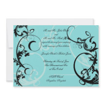 Türkisfarben mit Schwarz-Weiß-Einladung zur Hochze