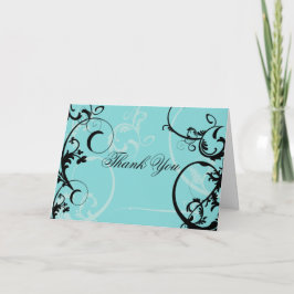Türkisfarben mit schwarzem Swirl Geblüht Verzierun Dankeskarte